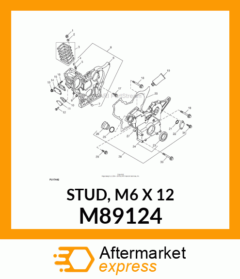 STUD, M6 X 12 M89124