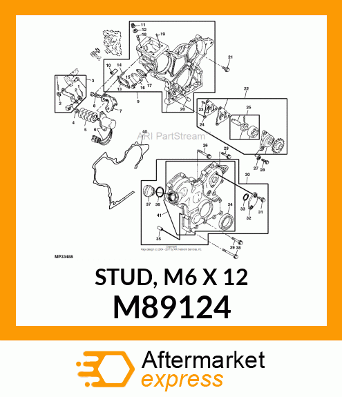 STUD, M6 X 12 M89124