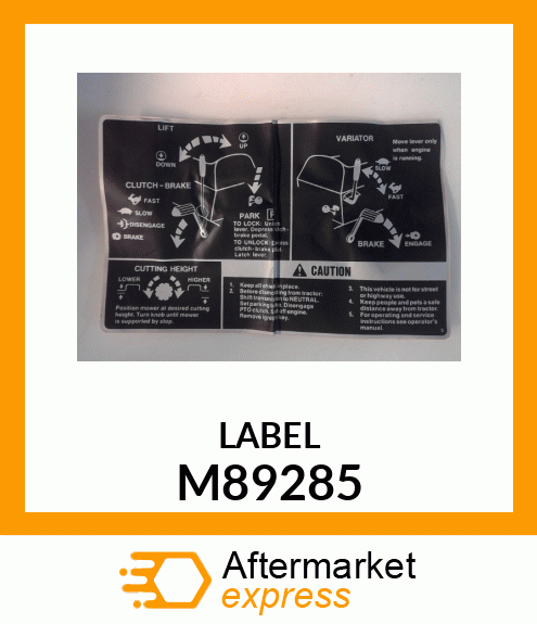 LABEL, CAUTION M89285