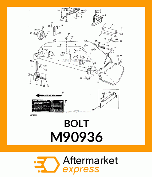 BOLT, REAR GAGE WHEEL SHOULDER M90936