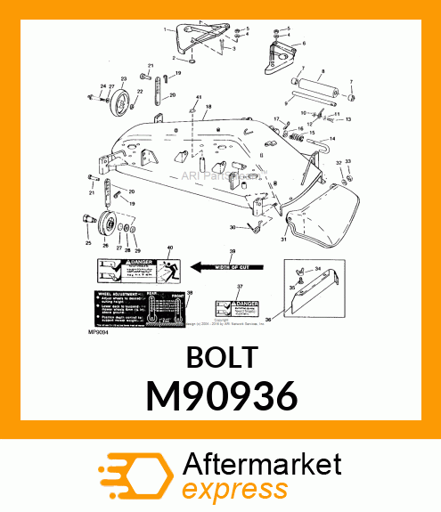 BOLT, REAR GAGE WHEEL SHOULDER M90936