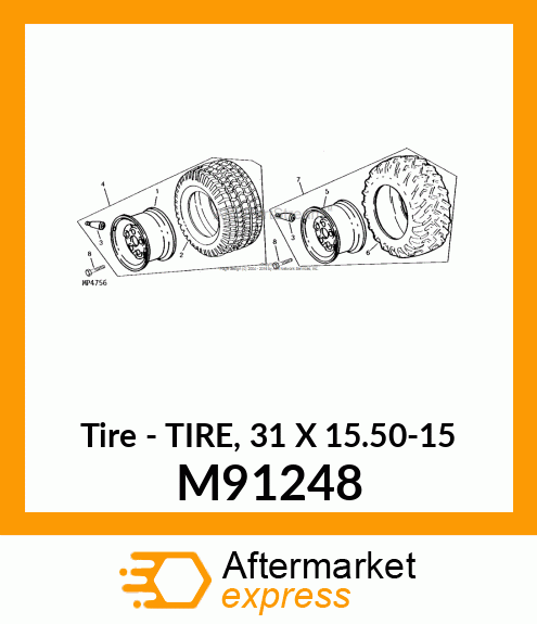 Tire - TIRE, 31 X 15.50-15 M91248