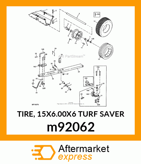 TIRE, 15X6.00X6 TURF SAVER m92062