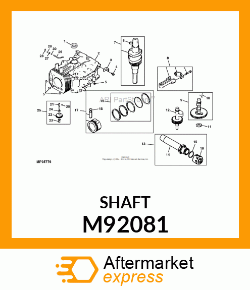 SHAFT, GOVERNOR GEAR M92081