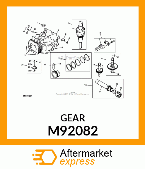 GEAR, GOVERNOR ASSEMBLY M92082