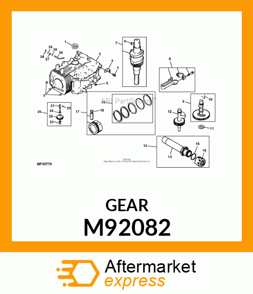 GEAR, GOVERNOR ASSEMBLY M92082