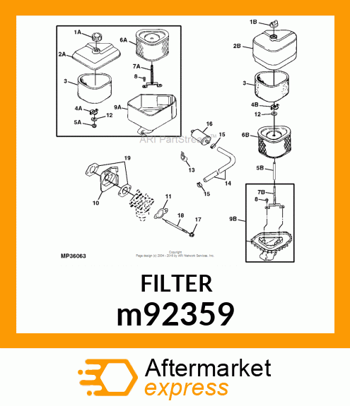 AIR FILTER, KIT,KOHLER AIR FILTER # m92359