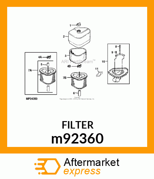 AIR FILTER, KIT,KOHLER AIR FILTER # m92360