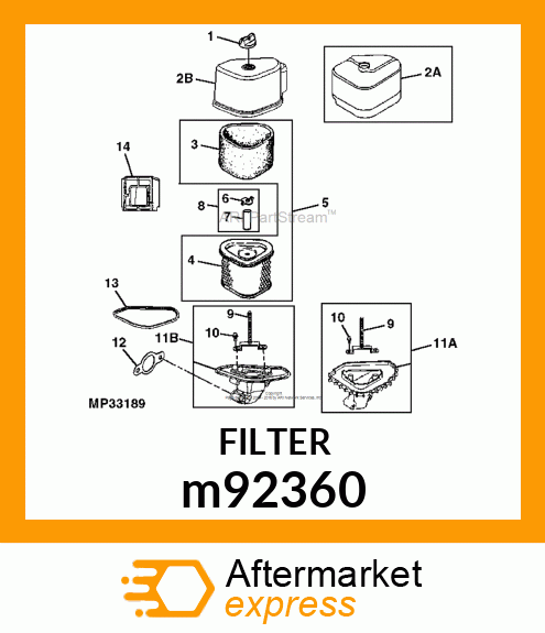 AIR FILTER, KIT,KOHLER AIR FILTER # m92360