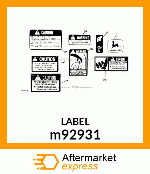 LABEL, DANGER (AUGER) m92931