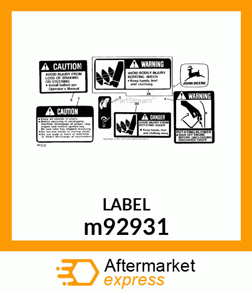 LABEL, DANGER (AUGER) m92931