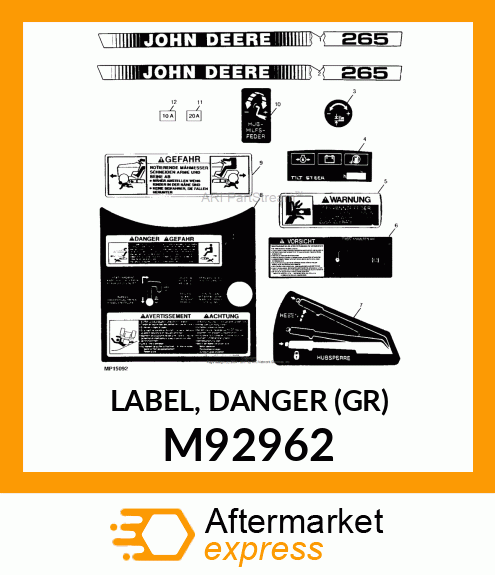 LABEL, DANGER (GR) M92962