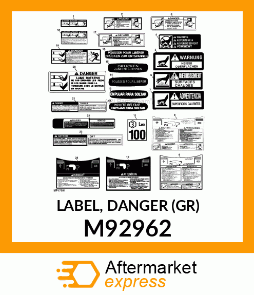 LABEL, DANGER (GR) M92962