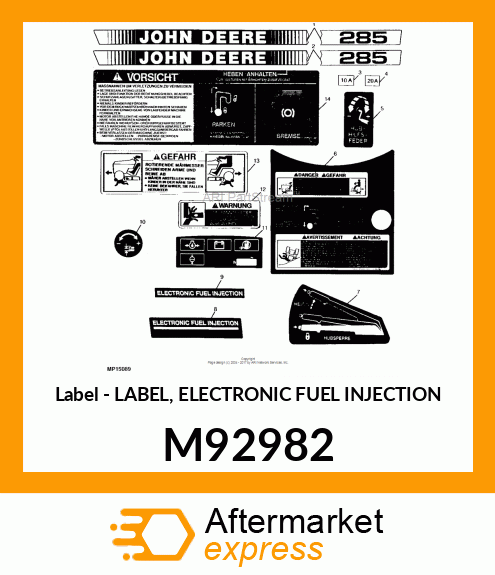 Label - LABEL, ELECTRONIC FUEL INJECTION M92982