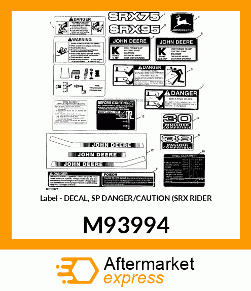 Label - DECAL, SP DANGER/CAUTION (SRX RIDER M93994