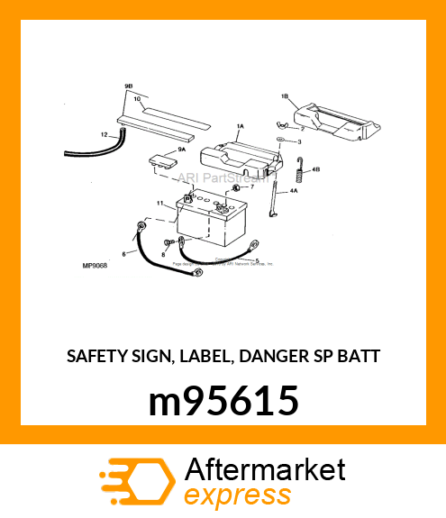 SAFETY SIGN, LABEL, DANGER SP BATT m95615