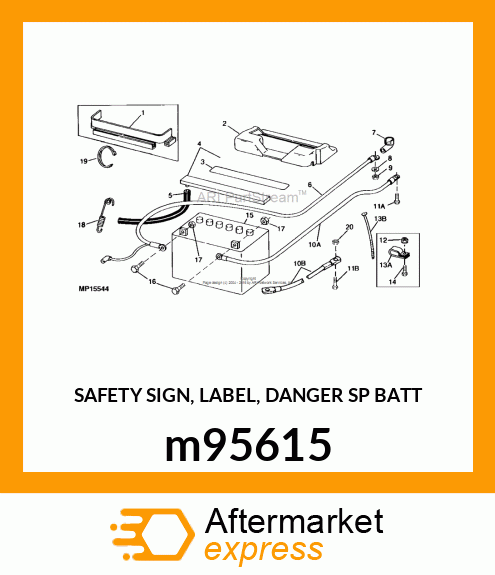 SAFETY SIGN, LABEL, DANGER SP BATT m95615