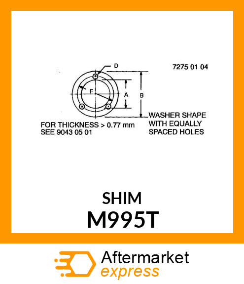 SHIM,FINAL DRIVE BEARING QUILL M995T