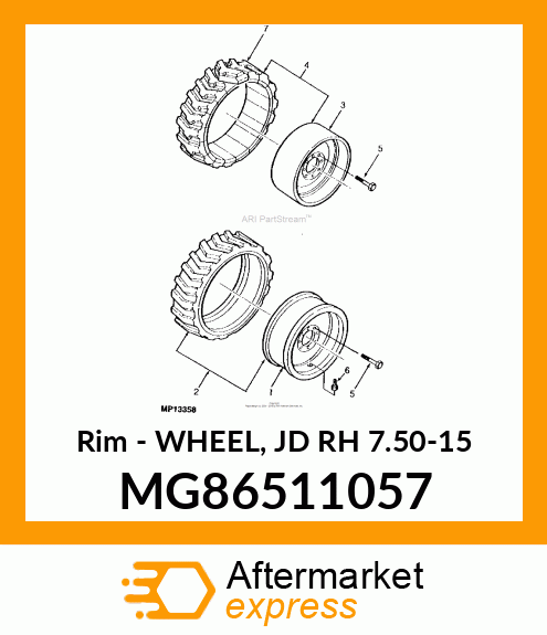 Wheel Jd Rh 7.50 15 MG86511057