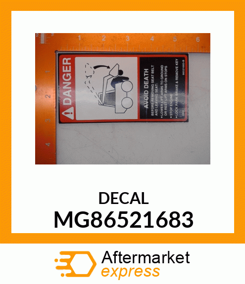 LABEL, DANGER EXIT MG86521683