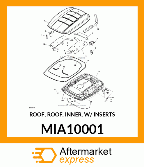 ROOF, ROOF, INNER, W/ INSERTS MIA10001