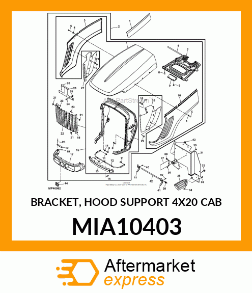 BRACKET, HOOD SUPPORT 4X20 CAB MIA10403