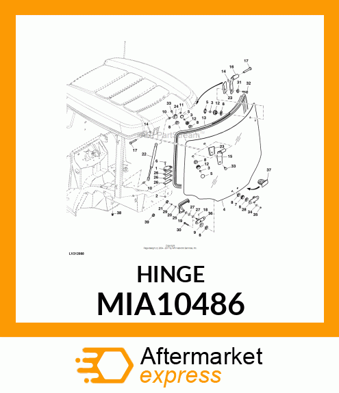 HINGE, REAR, RH MIA10486