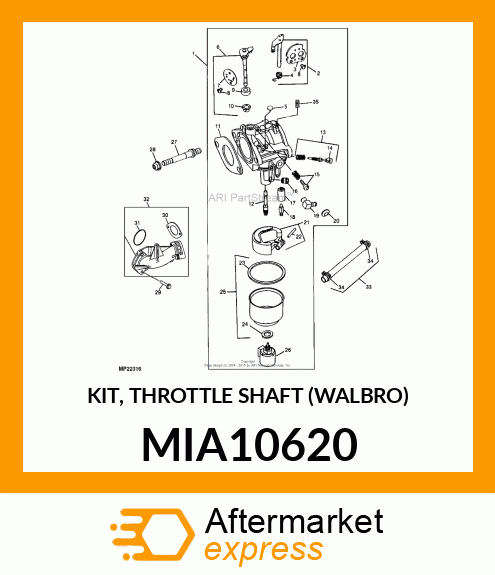 KIT, THROTTLE SHAFT (WALBRO) MIA10620