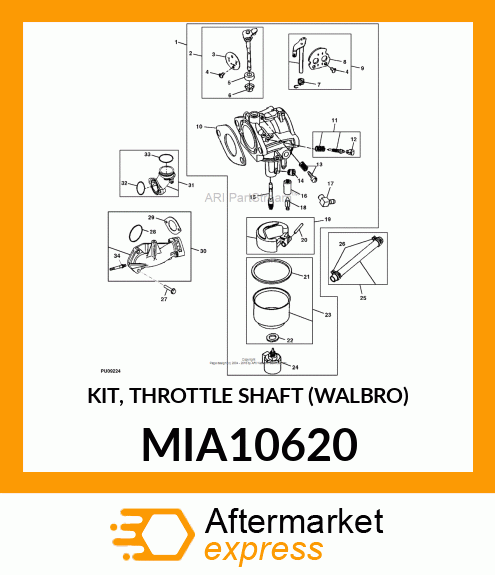 KIT, THROTTLE SHAFT (WALBRO) MIA10620