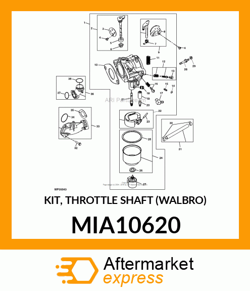 KIT, THROTTLE SHAFT (WALBRO) MIA10620