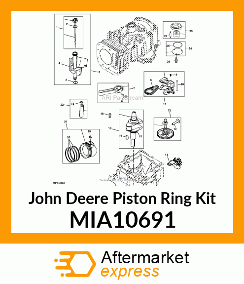 PISTON RING KIT, RING SET, STANDARD MIA10691