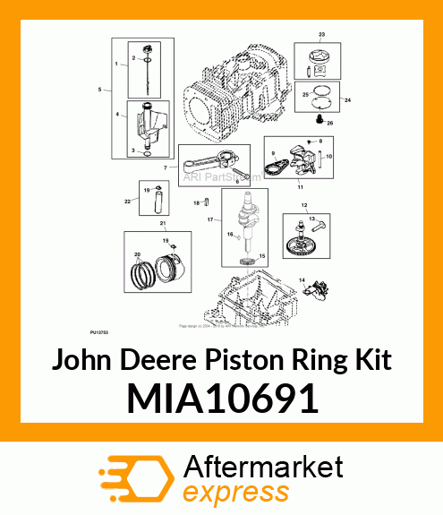 PISTON RING KIT, RING SET, STANDARD MIA10691