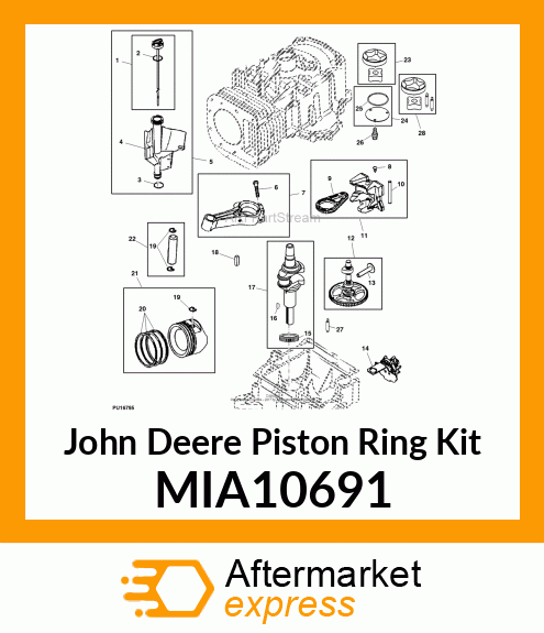 PISTON RING KIT, RING SET, STANDARD MIA10691