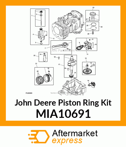 PISTON RING KIT, RING SET, STANDARD MIA10691