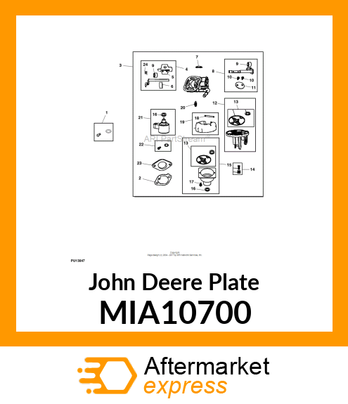 FLOAT BOWL PLATE AND GASKETS MIA10700