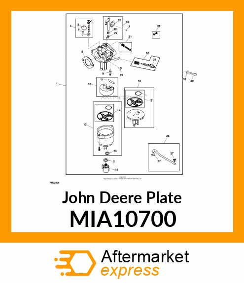 FLOAT BOWL PLATE AND GASKETS MIA10700