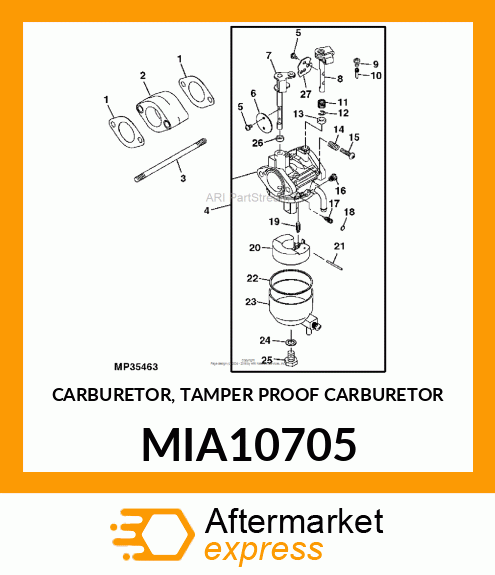 CARBURETOR, TAMPER PROOF CARBURETOR MIA10705