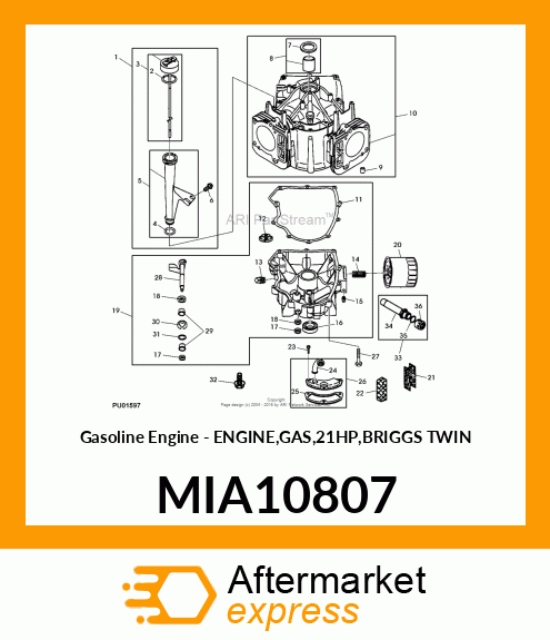 Gasoline Engine - ENGINE,GAS,21HP,BRIGGS TWIN MIA10807