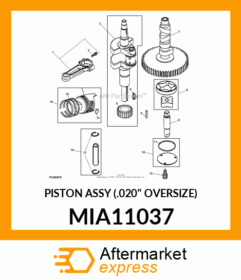 PISTON ASSY (.020" OVERSIZE) MIA11037