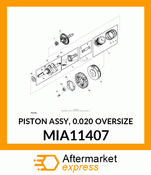 PISTON ASSY, 0.020 OVERSIZE MIA11407