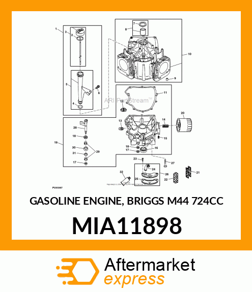 GASOLINE ENGINE, BRIGGS M44 724CC MIA11898