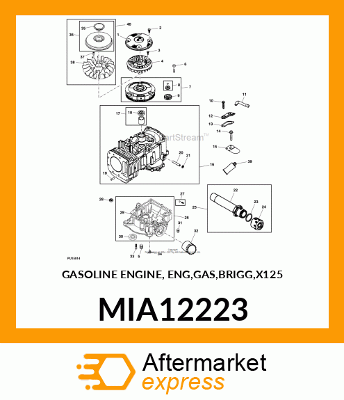 GASOLINE ENGINE, ENG,GAS,BRIGG,X125 MIA12223