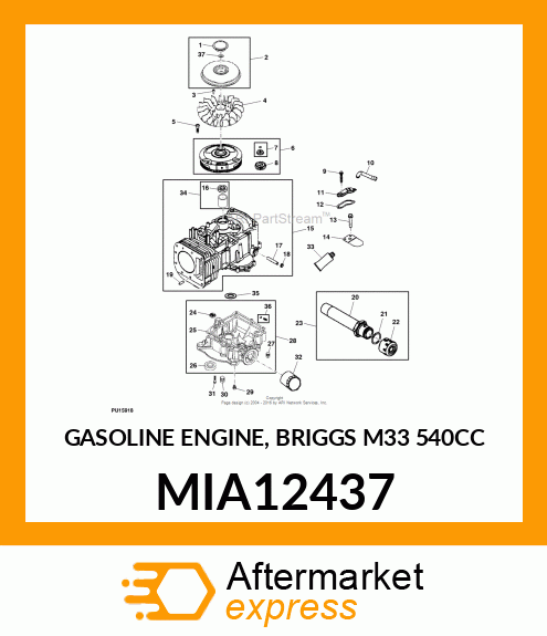 GASOLINE ENGINE, BRIGGS M33 540CC MIA12437