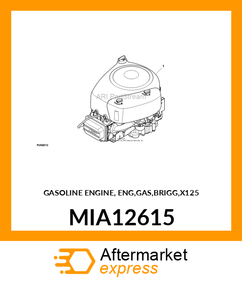 GASOLINE ENGINE, ENG,GAS,BRIGG,X125 MIA12615