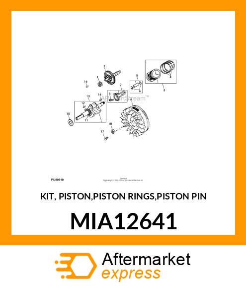 KIT, PISTON,PISTON RINGS,PISTON PIN MIA12641