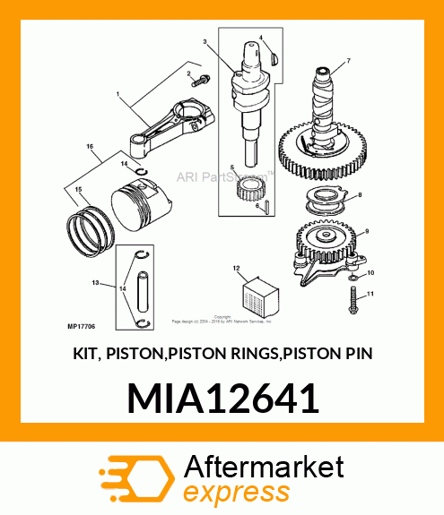 KIT, PISTON,PISTON RINGS,PISTON PIN MIA12641