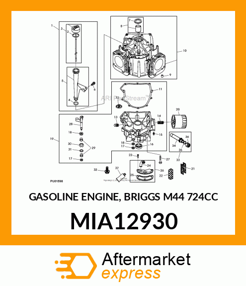 GASOLINE ENGINE, BRIGGS M44 724CC MIA12930