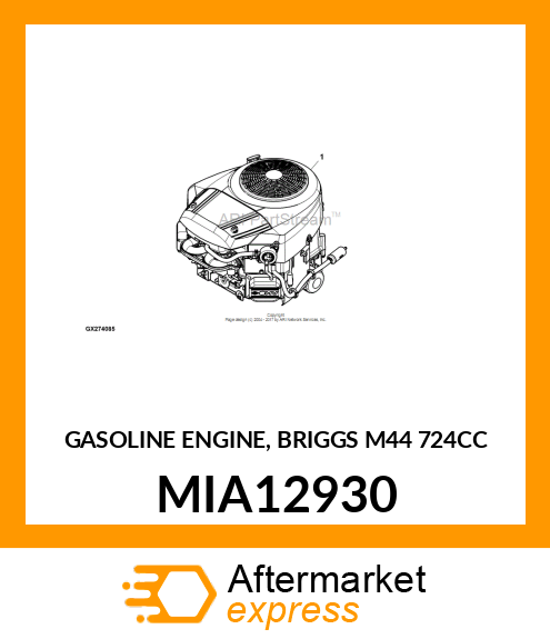 GASOLINE ENGINE, BRIGGS M44 724CC MIA12930