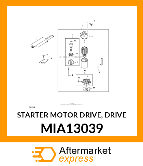 STARTER MOTOR DRIVE, DRIVE MIA13039