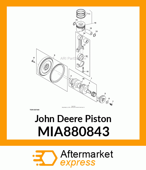 PISTON ASSY, 0.25 OVERSIZE MIA880843